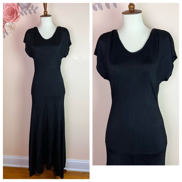 New! HUGO BOSS “Emagine” Flared Hem Brocade Maxi Dress - Picture 3 of 8